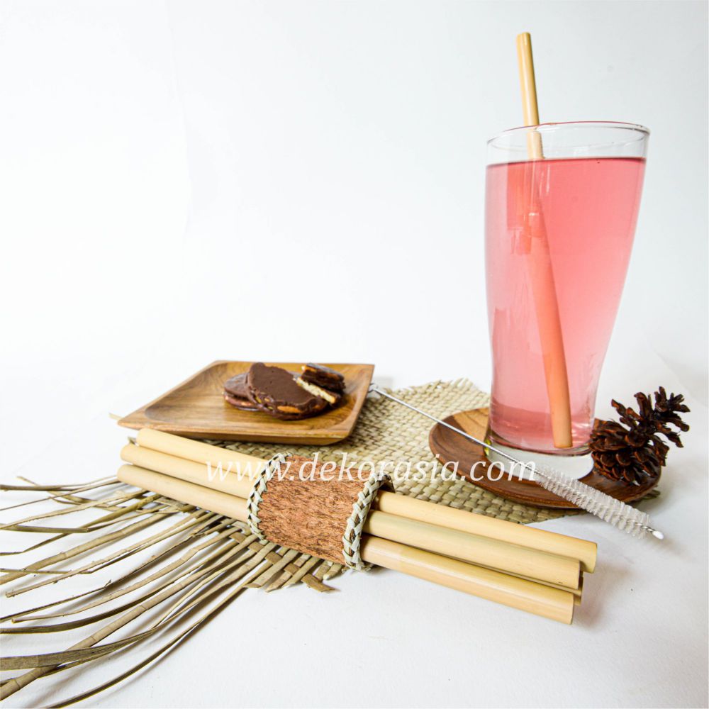 Bamboo Straw Set with Bamboo Napkin Ring Type D